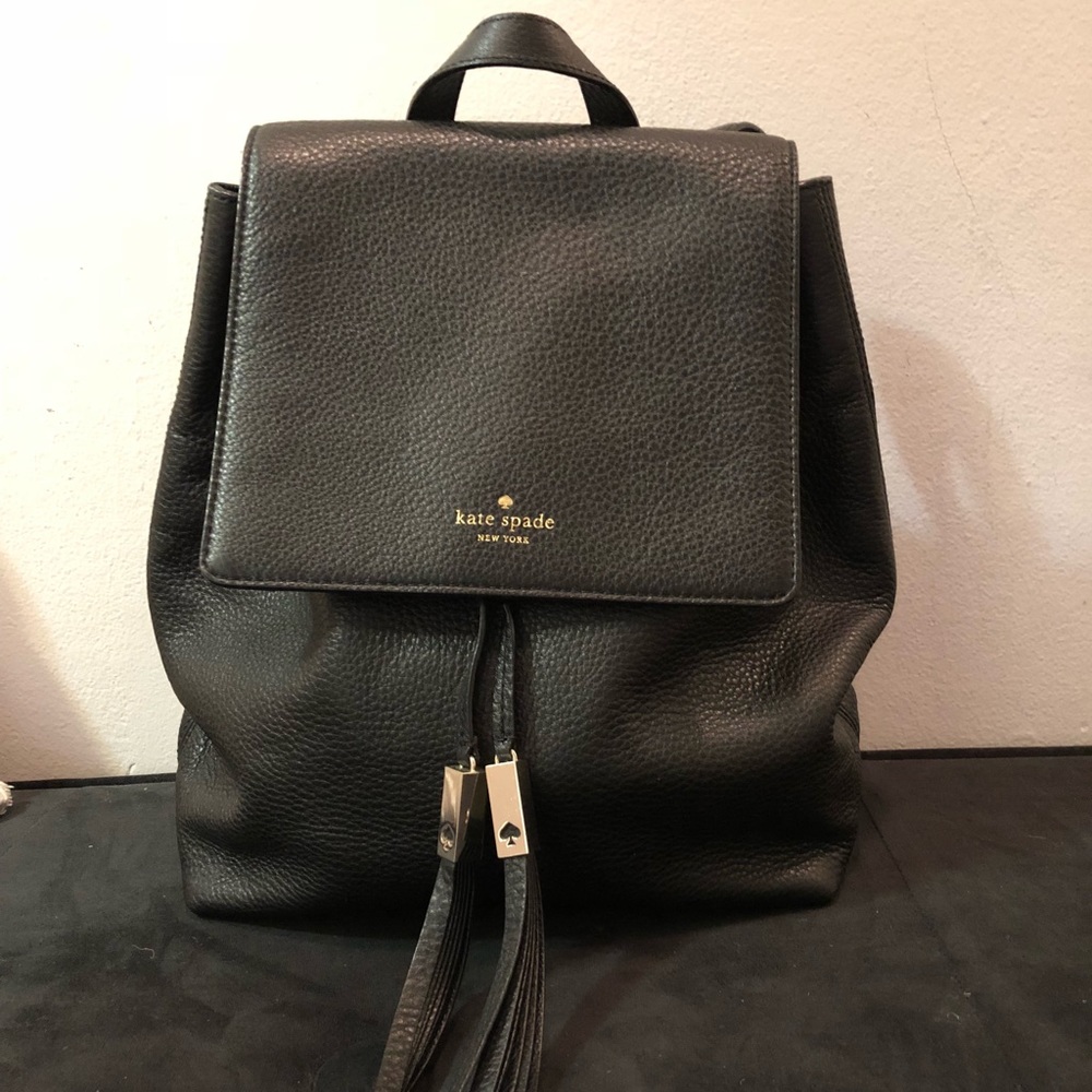 Kate Spade black leather backpack purse